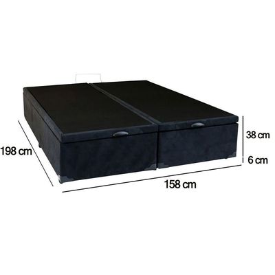 Cama Box Baú Queen Bipartido Suede Sereneprime Preto 158x198x44.