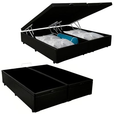 Cama Box Baú Queen Bipartido Sintético Sereneprime Preto 158x198x44.