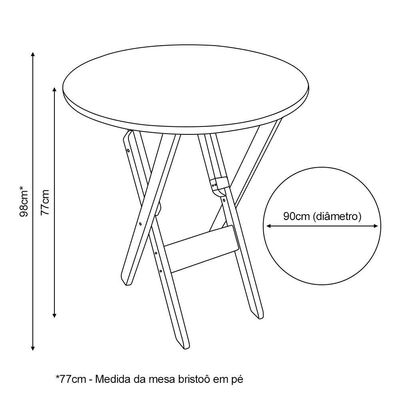 Kit 3 Mesas Dobráveis De Madeira Redonda 90cm Imbuia Cor: Marrom