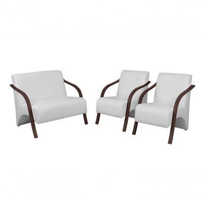 Conjunto Vênus Pé Madeira 1 Namoradeira 2 Polt Corino Branco