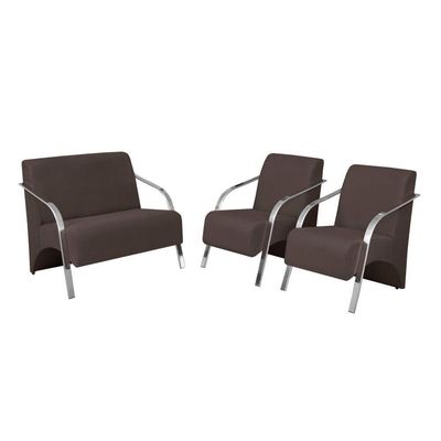 Conjunto Vênus Pé Alumínio 1 Namoradeira 2 Polt.suede Marrom