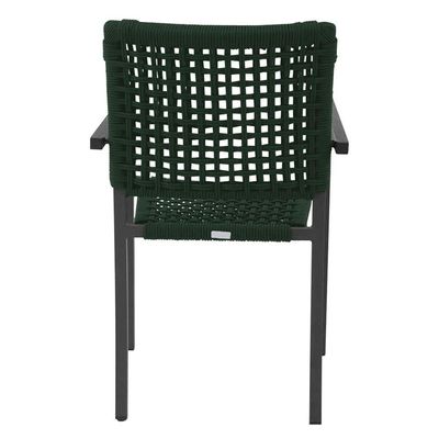 Kit 4 Cadeiras Marília Corda Náutica Base Em Alumínio Preto-verde Musgo - Cor: Verde