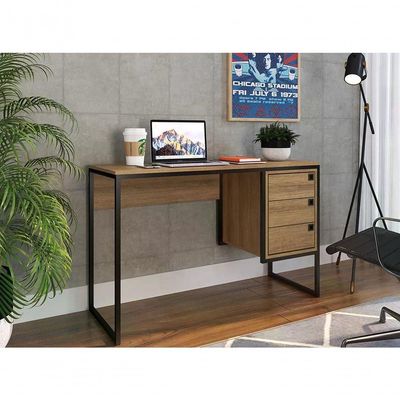 Escrivaninha Estilo Industrial 3 Gavetas Mel Pp Mel