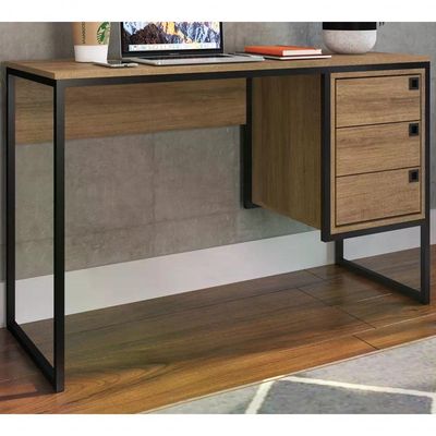 Escrivaninha Estilo Industrial 3 Gavetas Mel Pp Mel