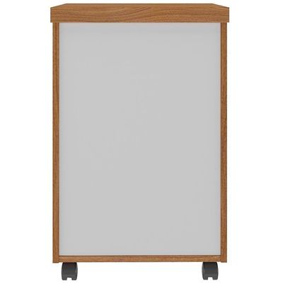 Gaveteiro Para Escritório Com Rodízios 03 Gavetas Unik A02 Freijó Branco - Lyam Decor