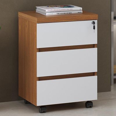 Gaveteiro Para Escritório Com Rodízios 03 Gavetas Unik A02 Freijó Branco - Lyam Decor