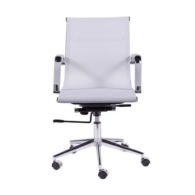 Cadeira Giratória Baixa Office Tela Branca Base Rodízio Cromado