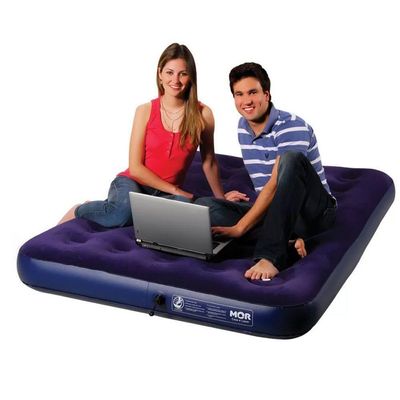 Colchão Inflável Mor Casal Com Fole Azul