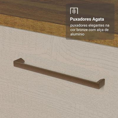Kit Balcão + Cristaleira 70cm Rustic Crema Agata Madesa 01 Rustic Crema