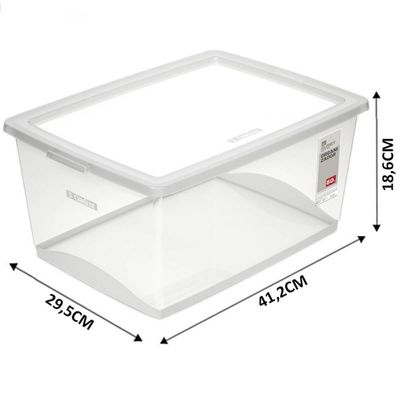 Kit 3 Caixas Organizadoras 15L Plástico com Tampa My Closet Ordene Transparente Retangular