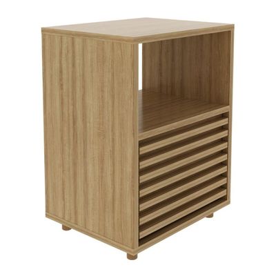 Mesa De Cabeceira 38,3cm Com 1 Gaveta Ripada Multimóveis Cr35246 Amêndoa