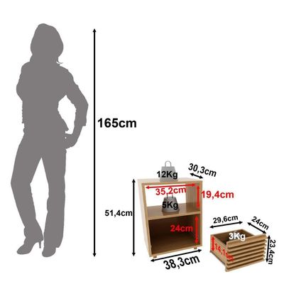 Mesa De Cabeceira 38,3cm Com 1 Gaveta Ripada Multimóveis Cr35246 Amêndoa