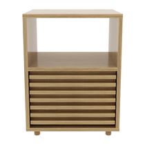 Mesa De Cabeceira 38,3cm Com 1 Gaveta Ripada Multimóveis Cr35246 Amêndoa