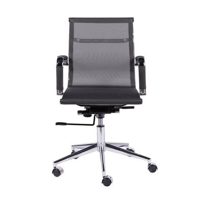 Cadeira Giratória Baixa Office Tela Cinza Base Rodízio Cromado