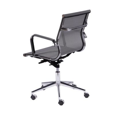 Cadeira Giratória Baixa Office Tela Cinza Base Rodízio Cromado