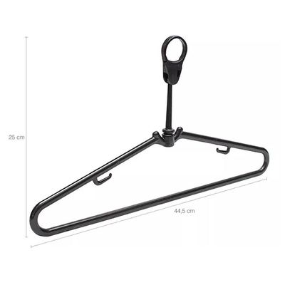 12 Cabides de Roupas Antifurto Fixos para Hotel Pretos com Alças Anti Roubo