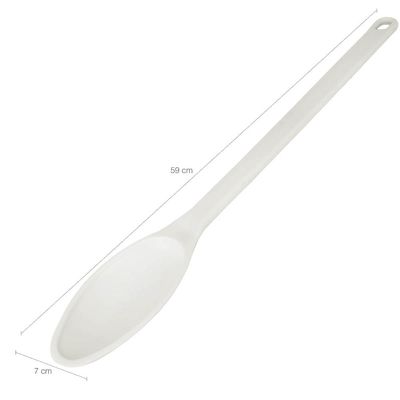 Colher Grande para Restaurante Cozinha Industrial 59cm Plástica Branca Mexer Alimentos Cinquetti