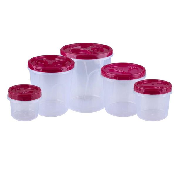 Conjunto 5 Potes Porta Mantimentos Redondo MB 3628 Sortido