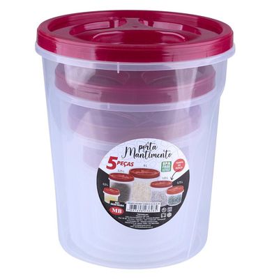 Conjunto 5 Potes Porta Mantimentos Redondo MB 3628 Sortido