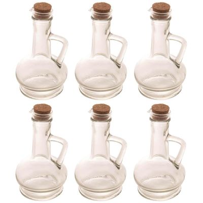 6 Potes de Vidro com Tampa Rolha 230ml para Azeite Vinagre Lyor Porta Condimentos