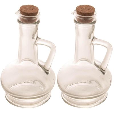 Kit 2 Potes de Vidro Tampa Rolha 230ml para Azeite e Vinagre Lyor Porta Condimentos
