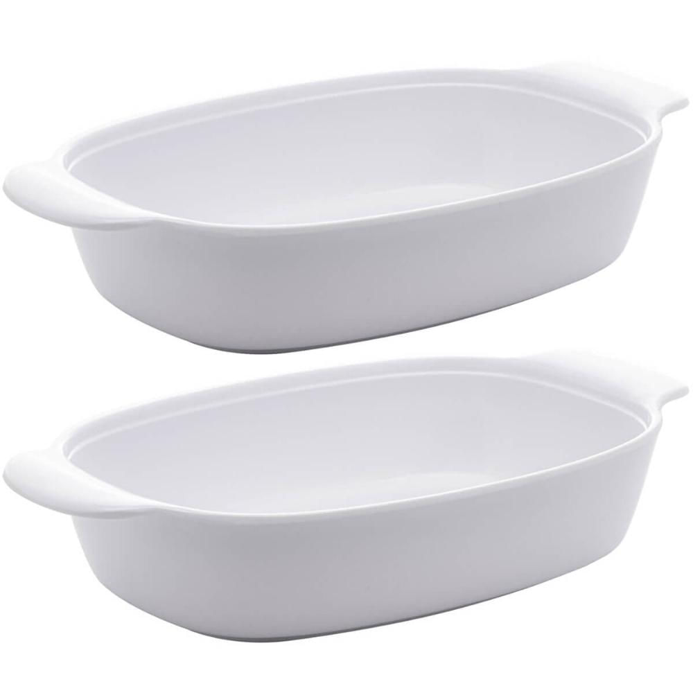 Kit 2 Travessas de Melamina Brancas 23cm Milão Lyor com Alças Laterais para Servir