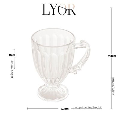Xícara Taça de Vidro Cristal com Pé Imperial Café 200ml Cafeteira Padaria Expresso Chocolate Quente