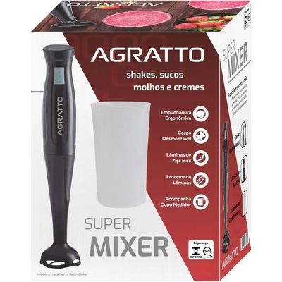 Mixer De Alimentos Gourmet Preto 220v Mx-02 200w Copo 700ml Agratto