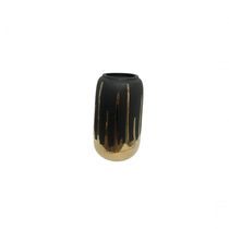 Vaso Decorativo De Cerâmica Preto Com Pintura Dourada - Master Decor