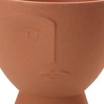 Cachepot Decorativo Em Cerâmica Rosto Plantas Terracota 18 Cm M02 - D'rossi