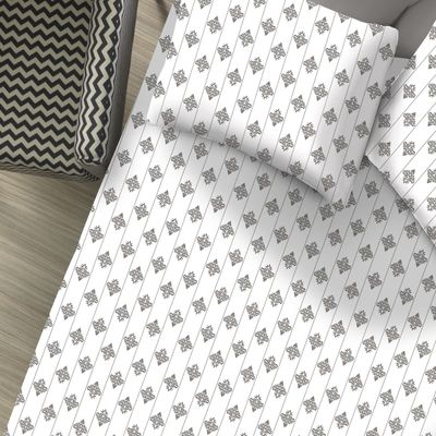 Jogo de Cama Casal Portallar Elegance Percal 150 fios 100% Algodão Estampado Ana 3 Peças Branco