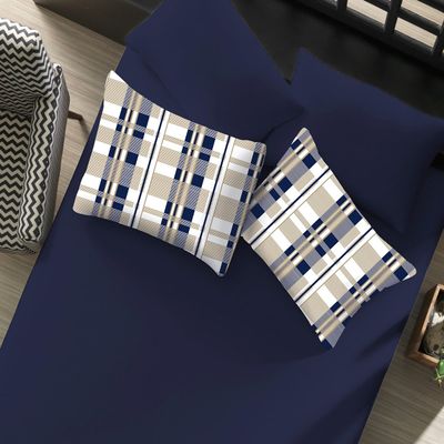 Jogo de Cama Casal Portallar Elegance Percal 180 fios 100% Algodão Paulo 3 Peças Marinho