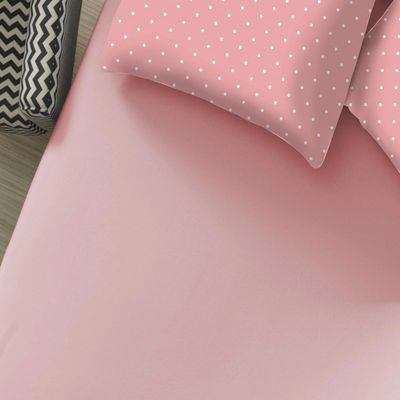 Jogo de Cama Casal Portallar Elegance Percal Misto 60/40 150 fios 50% Algodão 50% Poliéster Poa 3 Peças Rosa Orquídea