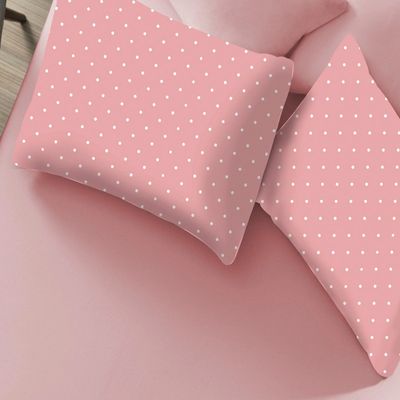 Jogo de Cama Casal Portallar Elegance Percal Misto 60/40 150 fios 50% Algodão 50% Poliéster Poa 3 Peças Rosa Orquídea