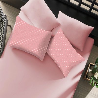 Jogo de Cama Casal Portallar Elegance Percal Misto 60/40 150 fios 50% Algodão 50% Poliéster Poa 3 Peças Rosa Orquídea