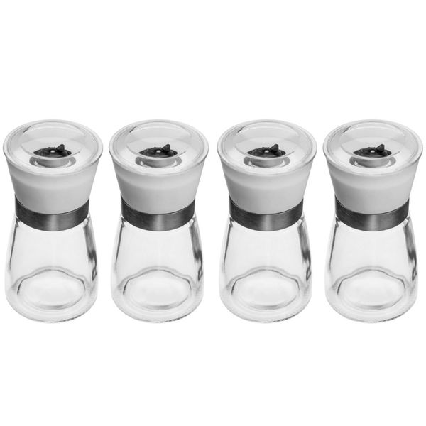 4 Moedores de Sal e Pimenta Temperos 170ml Lyor em Vidro com Moinhos de Cerâmica