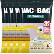 4 Sacos Ordene Vac Bag para Roupas Médio 45x65cm cada A Vácuo Reutilizáveis