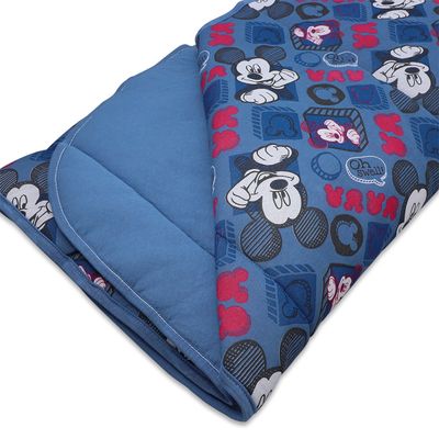 Edredom Portallar Casal Malha 100% Algodão Disney Mickey Simpático 2,00mx220m Azul Jeans