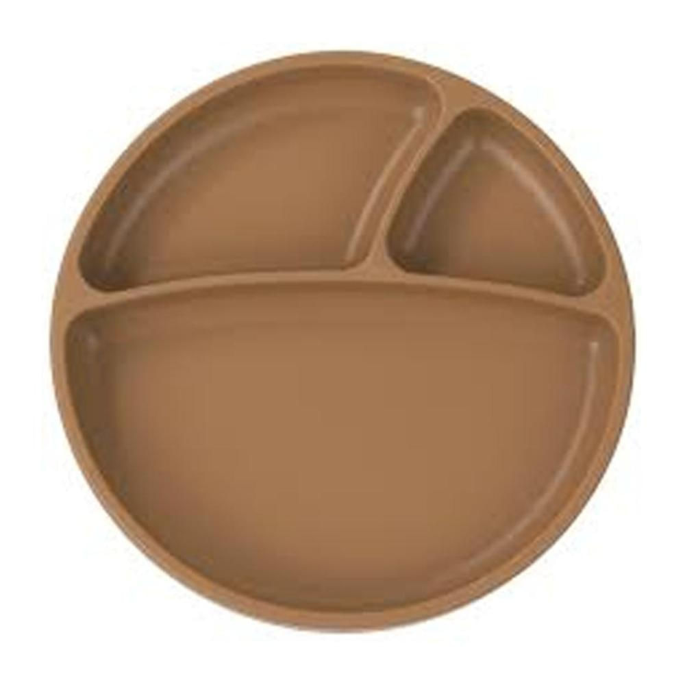 Prato Infantil de Silicone com Divisórias e Sucção Portions Woody Brown - Minikoioi