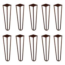Kit 10 Pés De Metal 30 Cm Mesa De Canto Rack E Puffs Bronze