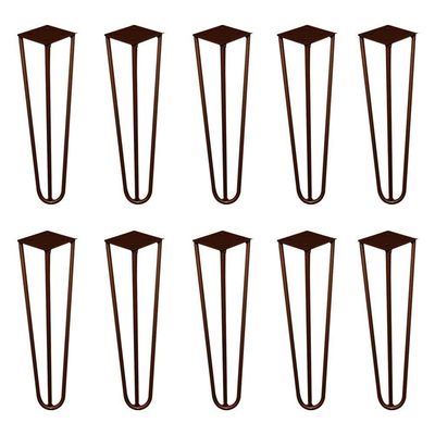 Kit 10 Pés De Metal 30 Cm Mesa De Canto Rack E Puffs Bronze