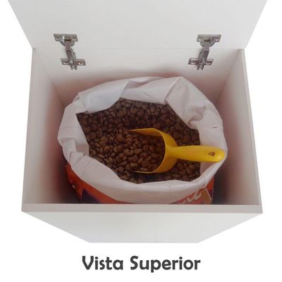Porta Ração Caixa Com Rodízios Pet Armazenar Até 25Kg Branco