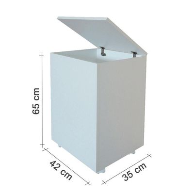 Porta Ração Caixa Com Rodízios Pet Armazenar Até 25Kg Branco