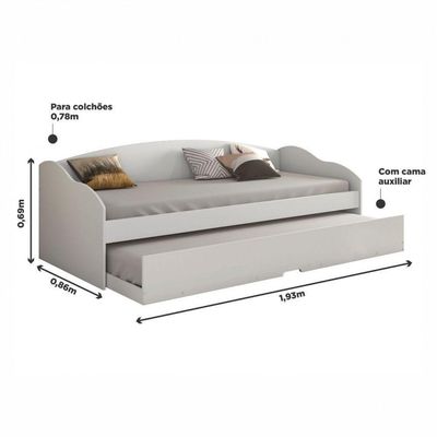Sofá Cama Funny Com Cama Auxiliar Conquista Móveis Branco