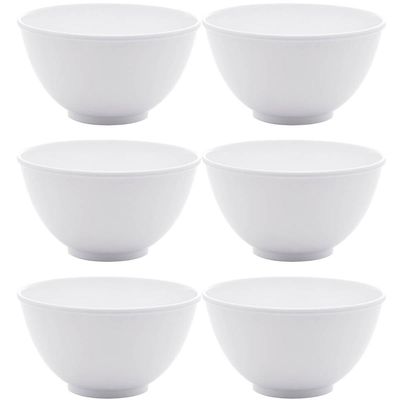 Conjunto 6 Bowls de Melamina Brancas Basic Lyor Cumbucas para Frutas Cereais Ingredientes