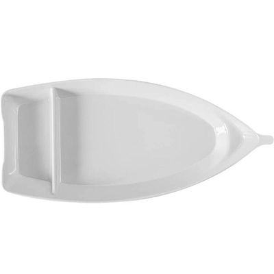 Kit 12 Barca para Sushi Comida Japonesa Melamina Branca Profissional Gourmet Mix