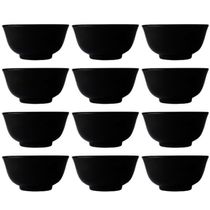 Jogo 12 Tigelas Porcelana Pequenas 240ml Oriental Sopa Missô Sunomono Preta 11cm Germer