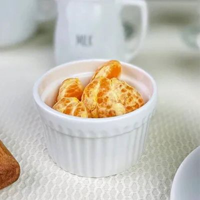 Ramequim Canelado 50ml de Porcelana Classic Branco 6x4cm Lyor para Servir Ketchup e Petiscos Branco