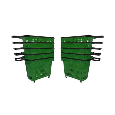 Kit - 10 Cestos Grande Com Rodízio D300 Cód. 3300 Verde - Della Plast