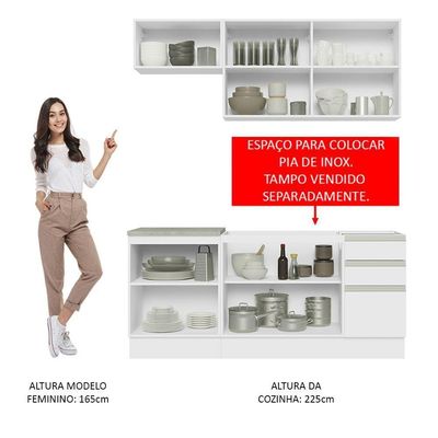 Cozinha Completa 180007 Com Armário E Balcão Branco Branco